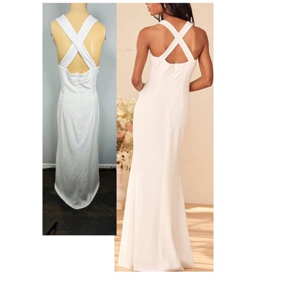 Lulus White Maxi White Mermaid Dress Size Small NWOT - Picture 2 of 6